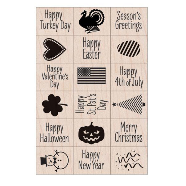 Hero Arts Ink n Stamp A Year of Holidays Stamps, 18 Pieces LL809